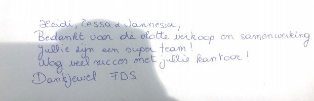 Bedankt voor de vlotte verkoop Bedankt voor de vlotte verkoop